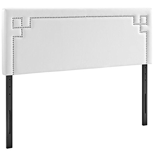 Modway Josie Faux Leather Upholstered Full Headboard in White with Nailhead Accents