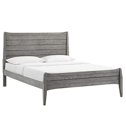 Georgia King Wood Platform Bed in Gray