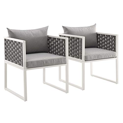 Modway EEI-3053-WHI-NAV Stance Outdoor Patio Aluminum Dining Armchair