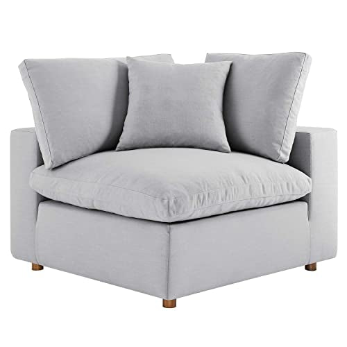 Modway Commix Fabric Down Filled Overstuffed Corner Chair in Light Gray