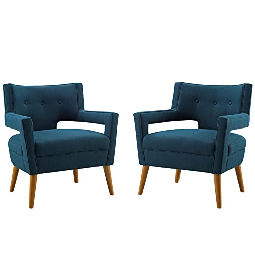 Modway Sheer Upholstered Fabric Armchair Set of 2, Sand