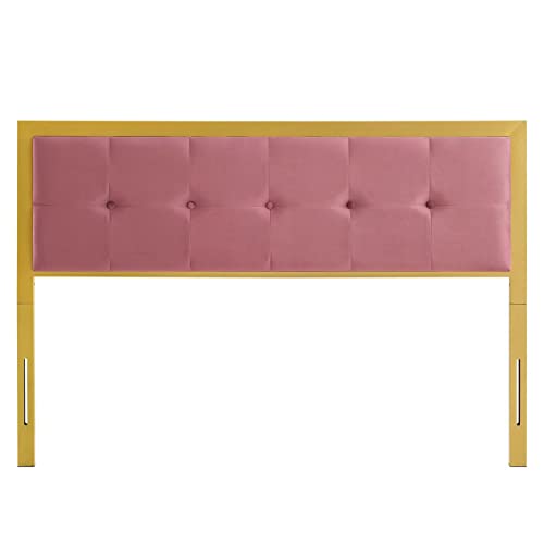 Modway Teagan Tufted Performance Velvet King Headboard in Gold Dusty Rose