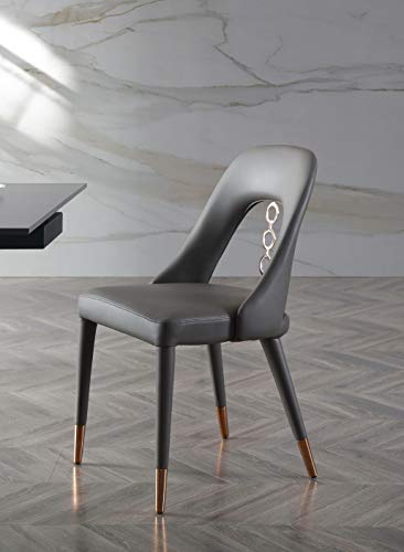 Whiteline Modern Living Liza Dining Chair Light Fully Upholstered, Set of 2, Dark Gray