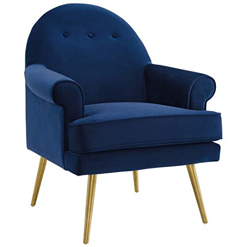 Modway EEI-3412-NAV Revive Tufted Button Accent Performance Velvet Armchair, Navy