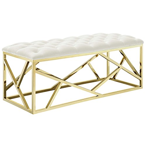 Modway Intersperse Button-Tufted Contemporary Modern Bench with Metallic