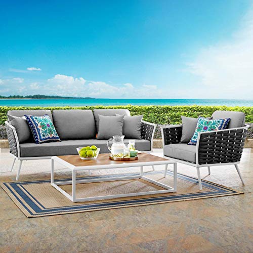 Modway Stance Outdoor Patio Woven Rope Aluminum Patio Sectional Sofa Set