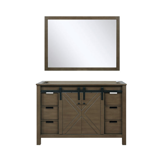 Marsyas 48" Rustic Brown Single Vanity, no Top and 44" Mirror