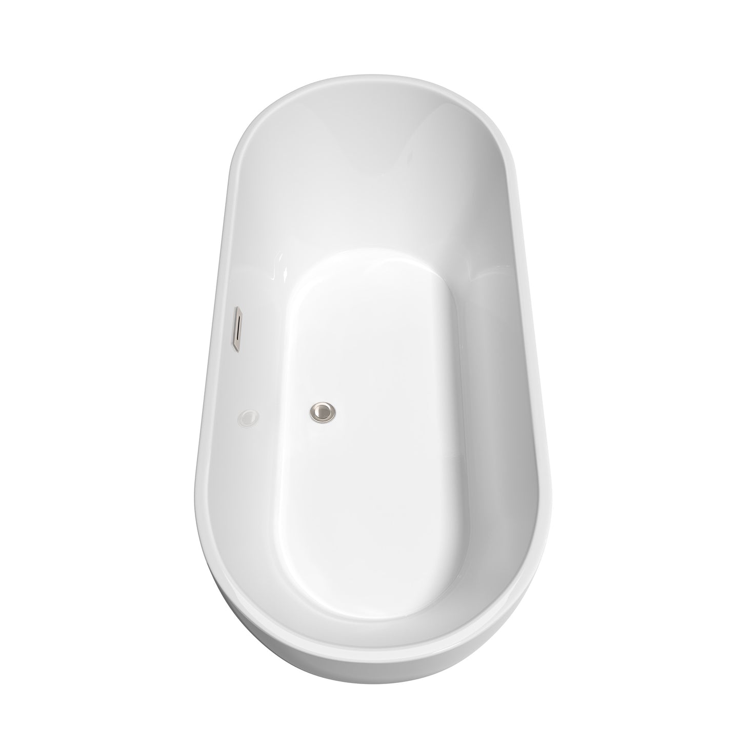 Brooklyn 67 Inch Freestanding Bathtub in White with Floor Mounted Faucet, Drain and Overflow Trim in Brushed Nickel