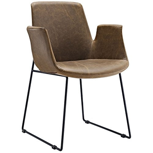 Modway Aloft Dining Leather Armchair in Brown