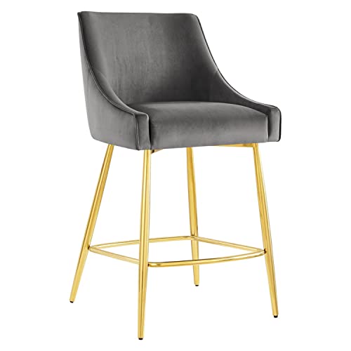 Modway Discern Performance Velvet Counter Stool with Gray Finish EEI-5474-GRY