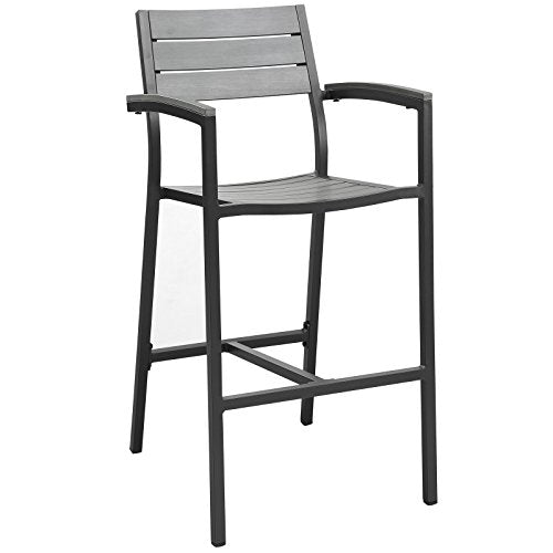 Modway Maine Dining Outdoor Patio Armchair in White Light Gray