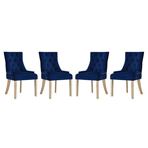 Modway Pose Velvet Polyester Upholstered Tufted Dining Chair with Nailhead Trim, Maroon in Ivory