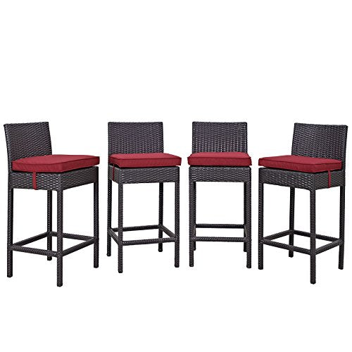 Modway Convene Wicker Rattan Outdoor Patio Bar Stool with Cushion