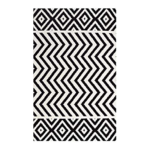 Modway Ailani Geometric Tribal 8x10 Area Rug With Diamond And Chevron Design in Black and White