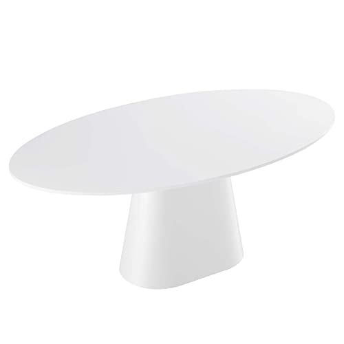 Modway Provision 75" Oval MDF Wood Dining Table in White Finish