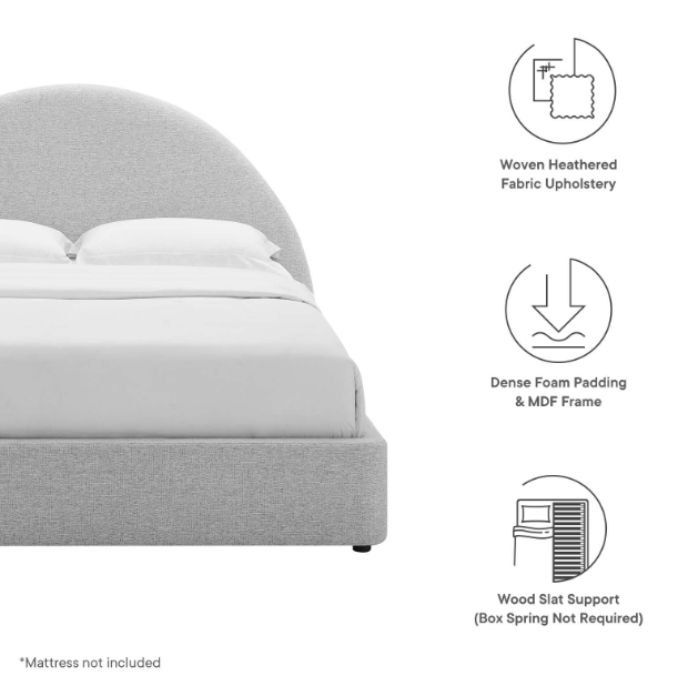 Resort Upholstered Fabric Arched Round Platform Bed