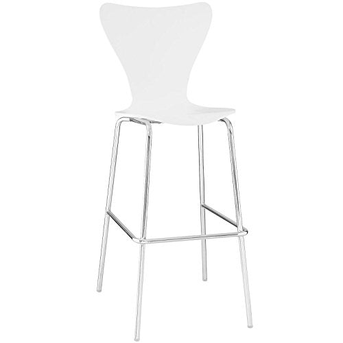 Modway Ernie Wood Bar Stool in White