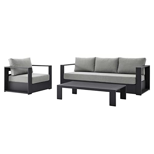 Modway Tahoe 3-Piece Fabric/Powder-Coated Aluminum Outdoor Set in Gray