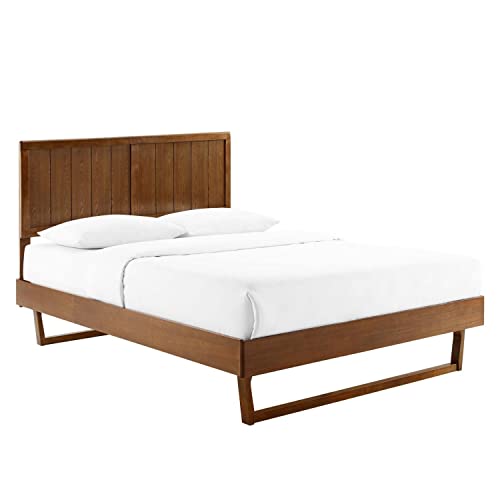 Modway Alana Wood King Platform Bed in Walnut with Angular Frame