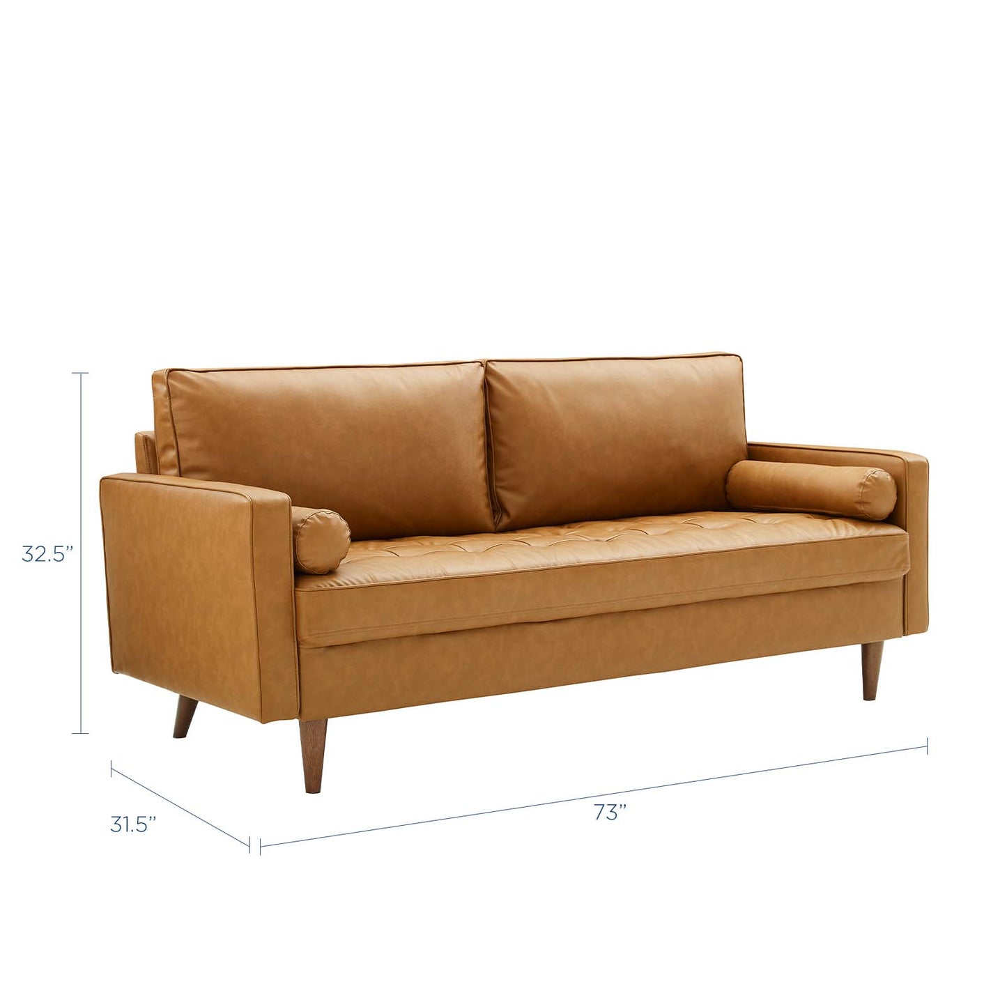 Modway Valour Vegan Leather Tufted Sofa, Tan