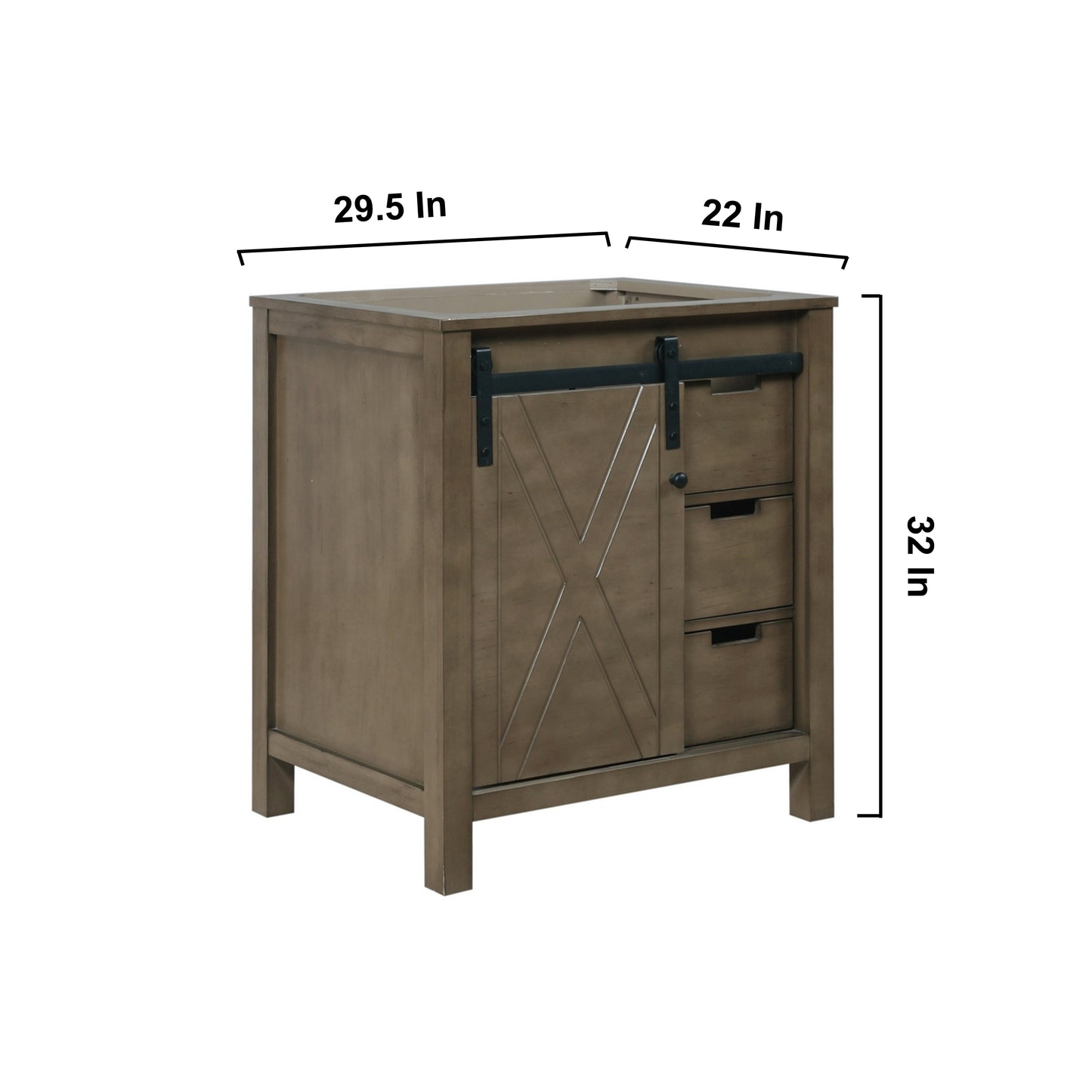 Marsyas 30" Rustic Brown Vanity Cabinet Only