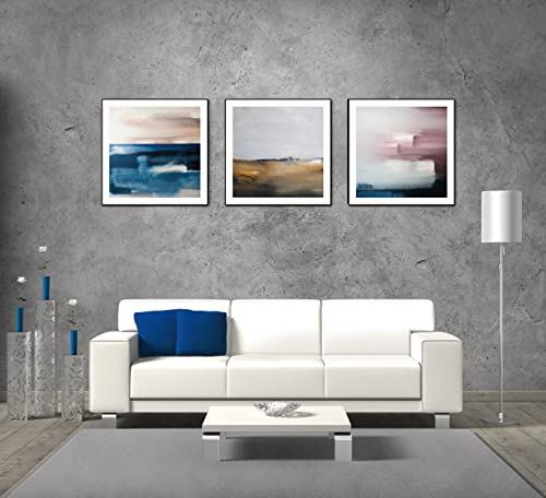 Whiteline Modern Living Isla 3-Piece 28"x28" (each) Canvas Wall Art, Black PS Frame