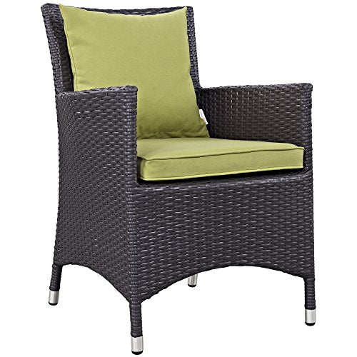 Modway Convene Wicker Rattan Outdoor Patio Dining Armchairs with Cushions in Espresso