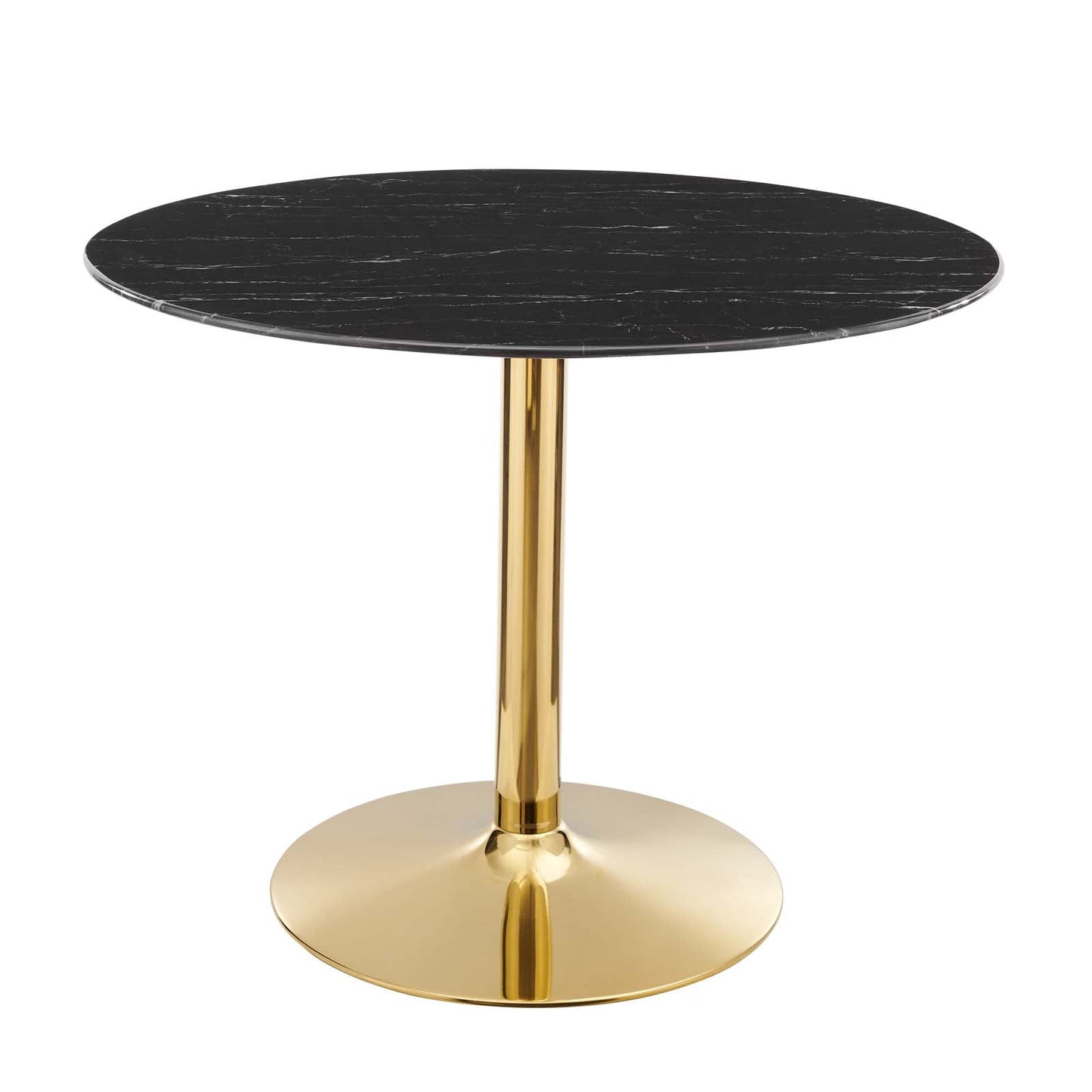 Modway Verne 40" Modern Artificial Marble & Metal Dining Table in Black/Gold