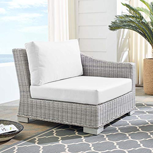 Modway EEI-3976-LGR-WHI Conway Sunbrella Outdoor Patio Wicker Rattan Right-Arm Chair, Light Gray White
