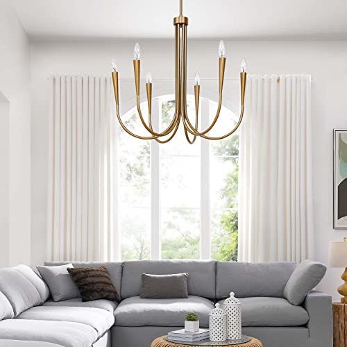 Modway Penrose 6-Light Chandelier in Satin Brass