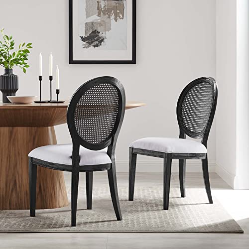 Modway Forte French Vintage Round Back Wood and Fabric Upholstered Fully Assembled Dining Side Chair