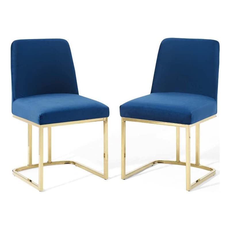 Modway Amplify Performance Velvet Upholstered Sled Base Dining Chair Set of 2