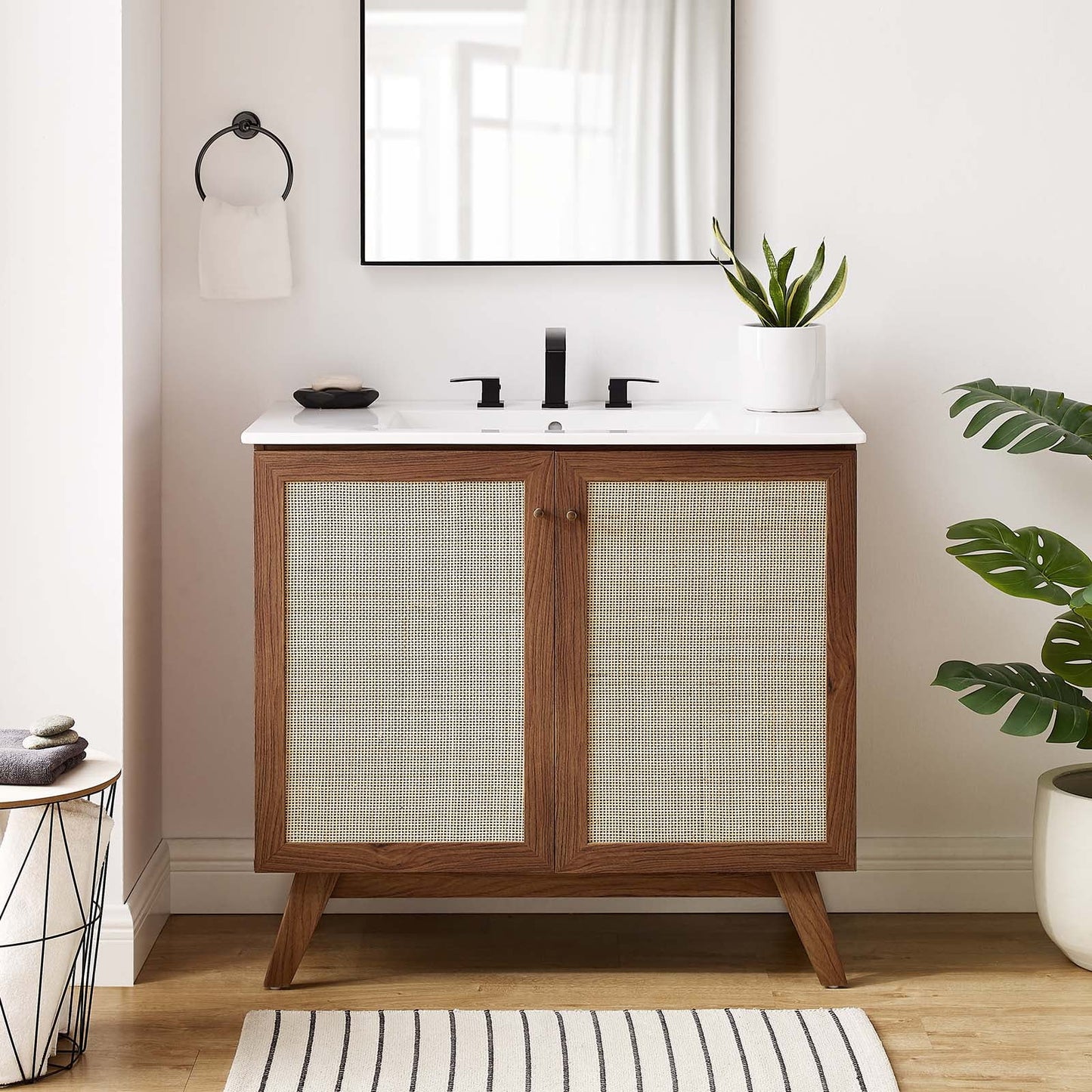 Modway Soma 36” Bathroom Vanity in Walnut White