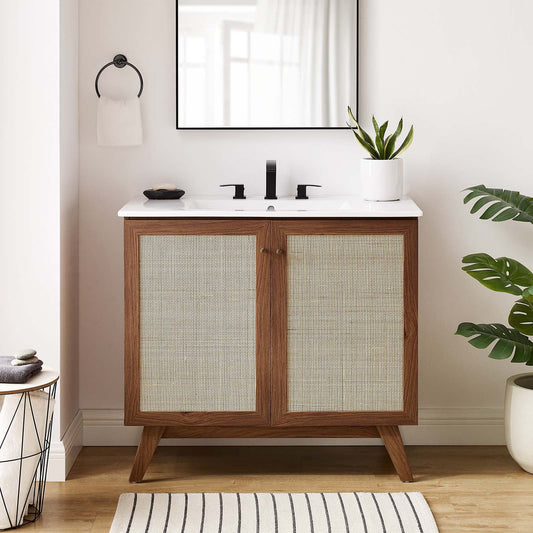 Modway Soma 36” Bathroom Vanity in Walnut White