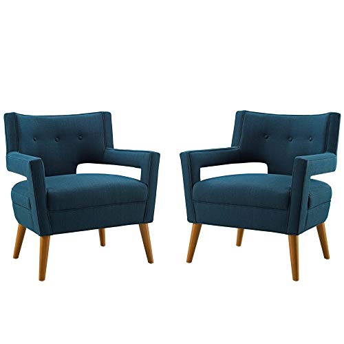 Modway Sheer Upholstered Fabric Armchair Set of 2, Sand