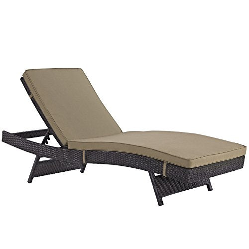 Modway Convene Wicker Rattan Outdoor Patio Chaise Lounge Chair in Espresso