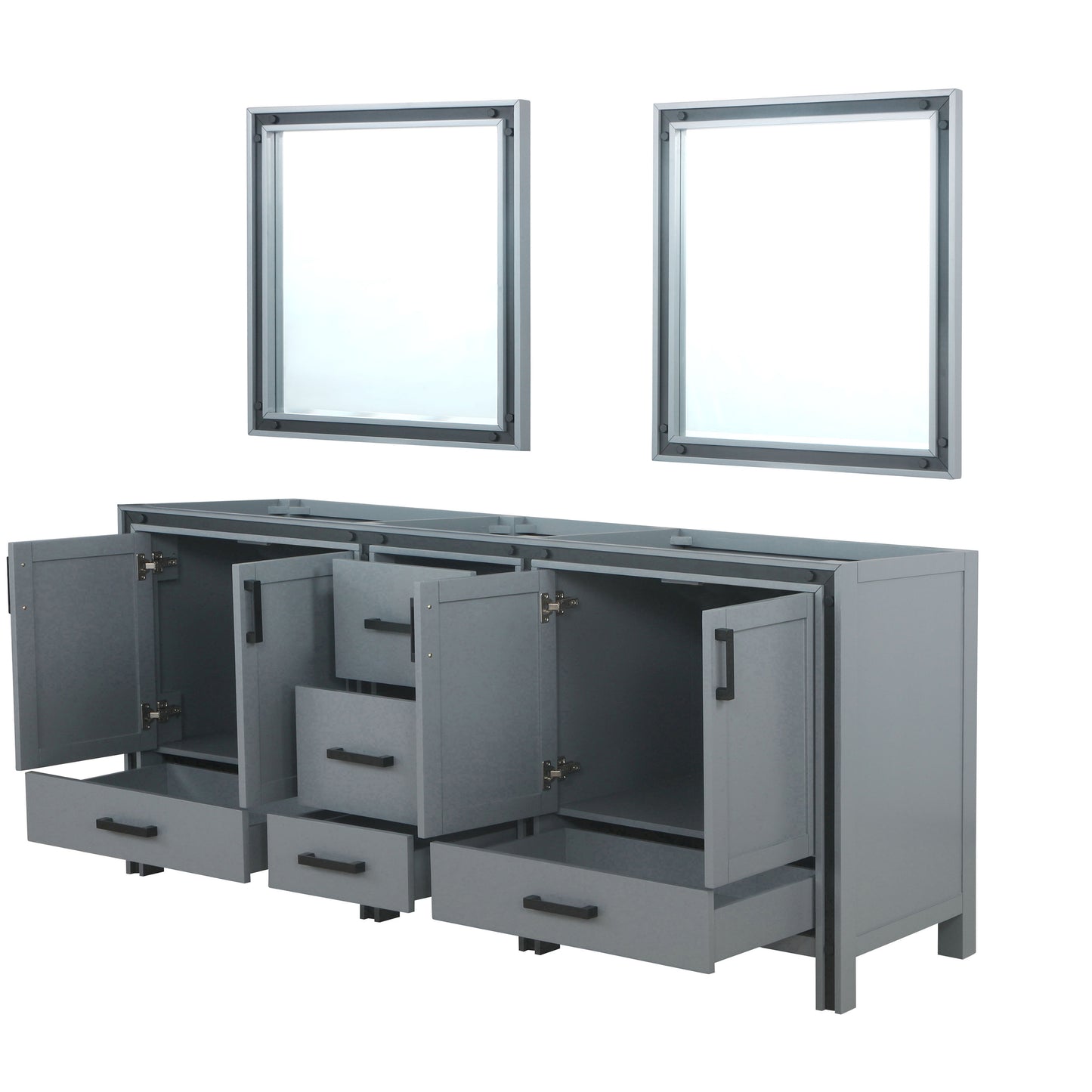 Ziva 80" Dark Grey Double Vanity, no Top and 30" Mirrors