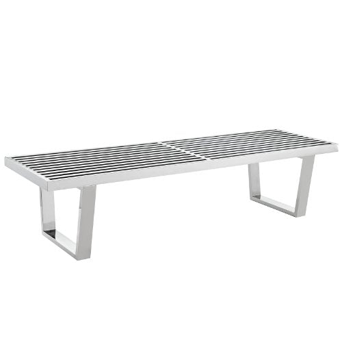 Modway Sauna Stainless Steel 4' Bench in Silver