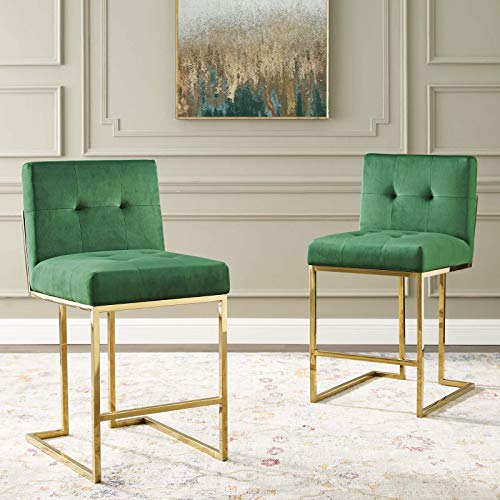 Modway Privy Stainless Steel Performance Velvet Counter Stool