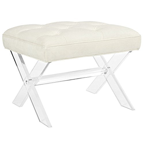 Modway Swift Acrylic X-Base Entryway Modern Bench with Tufted Fabric Upholstery in Navy