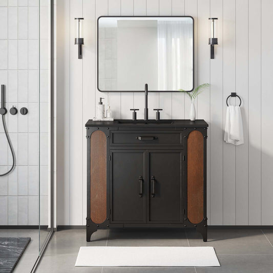 Modway Steamforge 36" Bathroom Vanity in Black Black