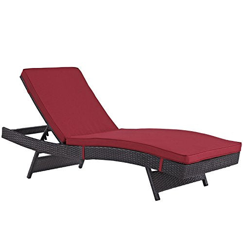 Modway Convene Wicker Rattan Outdoor Patio Chaise Lounge Chair in Espresso