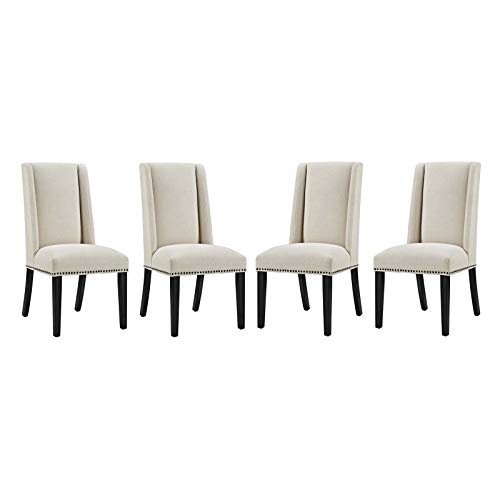 Modway Baron Modern Tall Back Wood Upholstered Fabric Parsons Kitchen and Dining Room Chair