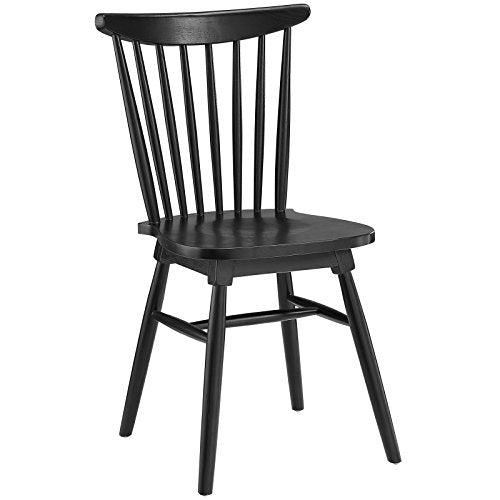 Modway Amble Windsor Spindle Back Elm Wood Kitchen and Dining Room Chair in Black