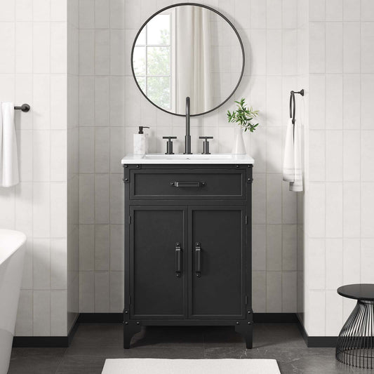 Modway Steamforge 24" Bathroom Vanity in White Black