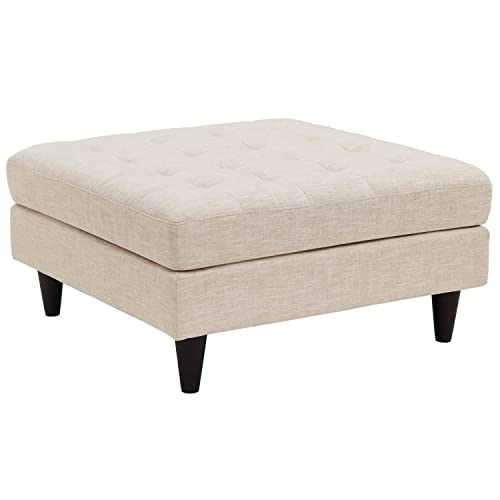 Modway Empress Mid-Century Modern Upholstered Fabric Ottoman In Wheatgrass