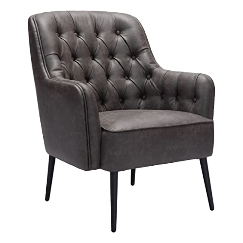 Zuo Modern - Tasmania Accent Chair Vintage Black - Modern - Seating - Steel, Plywood, Foam, 100% Polyester - Indoor - 35.4in Height
