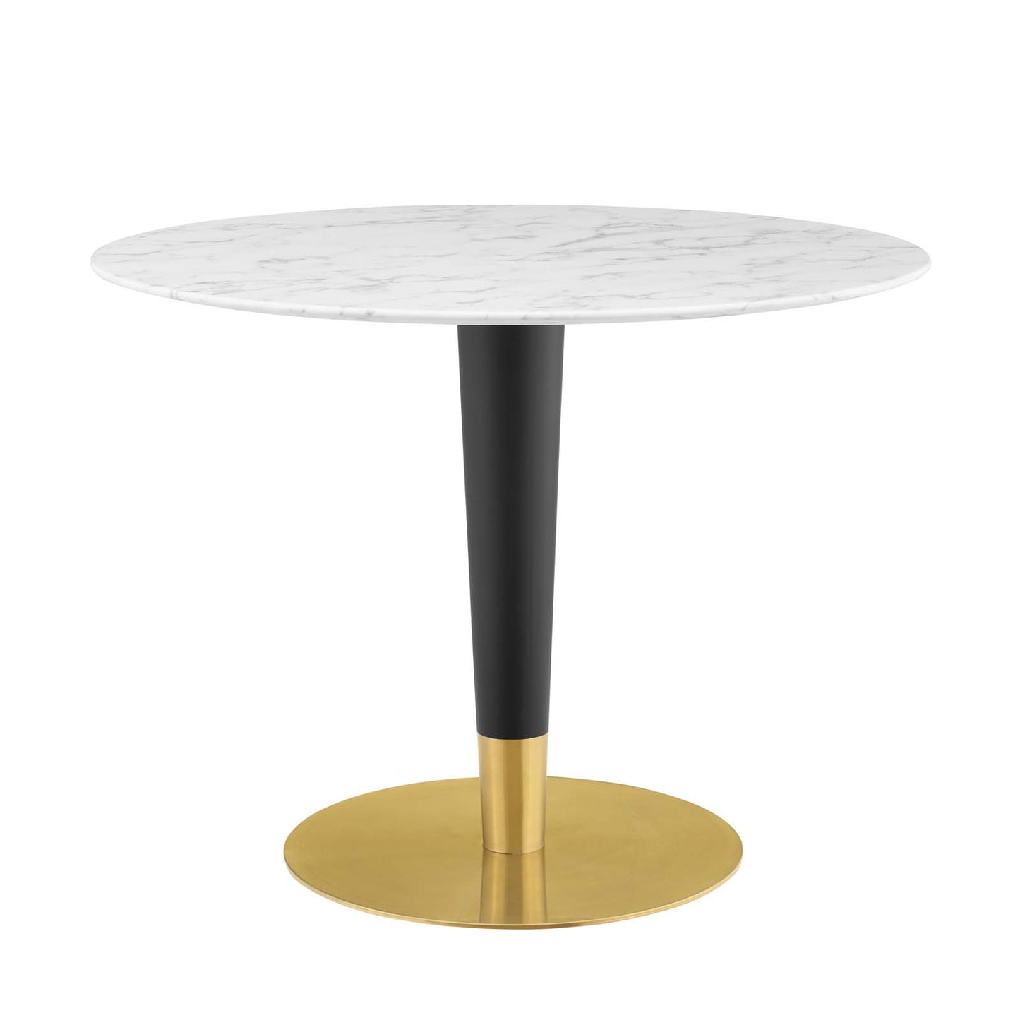 Modway Zinque Artificial Marble Dining Table, 40 Inch, Gold White