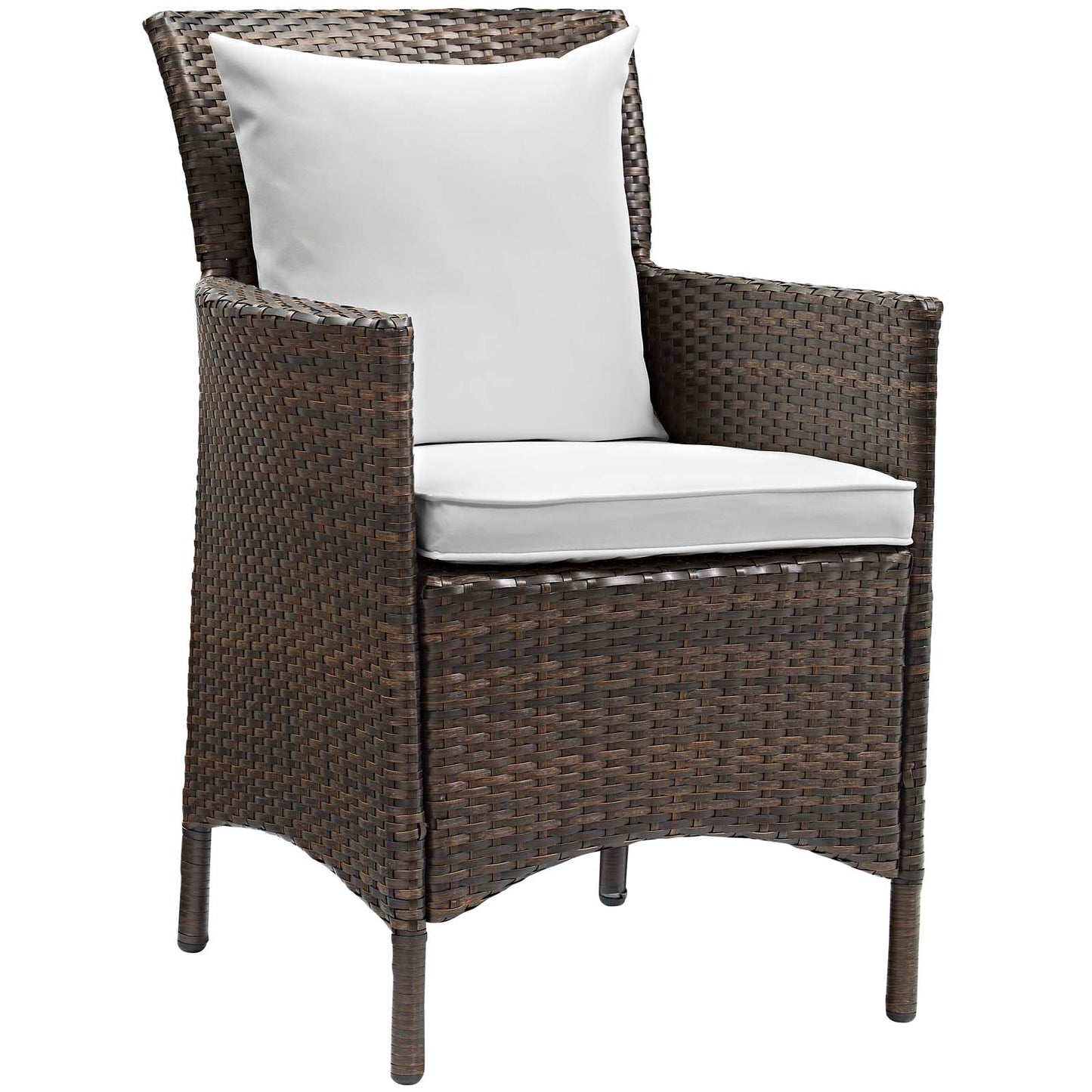 Modway Conduit Wicker Rattan Outdoor Patio Dining Arm Chair with Cushion