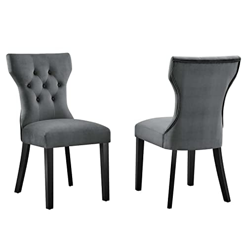 Modway Silhouette Velvet Set of 2 Dining Chairs with Gray Finish EEI-5014-GRY